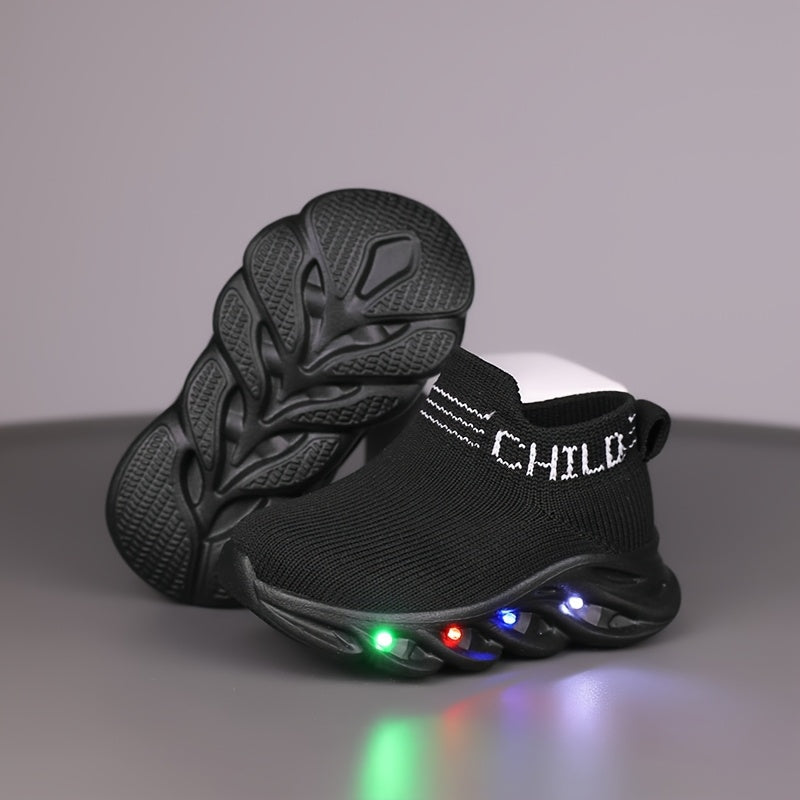 Meet the newest LED sneakers for kids: slip-resistant with a cute brown geometric pattern and adorable cartoon designs, perfect for toddlers and infants for everyday wear and casual events.