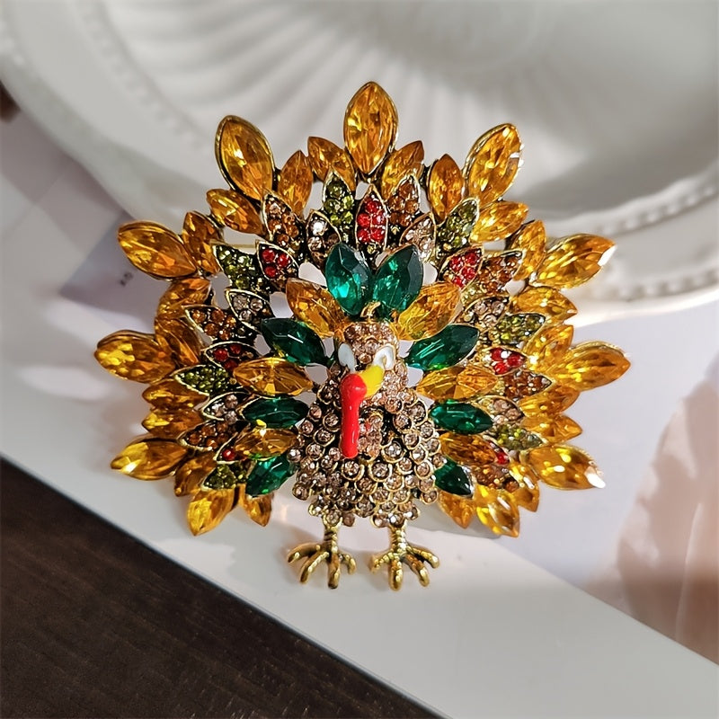 Elevate your style with this stunning Elegant Luxury Peacock Brooch Pin, featuring an irregular shaped rhinestone design. This high-quality accessory is perfect for both men and women and is sure to add a touch of elegance to any outfit.