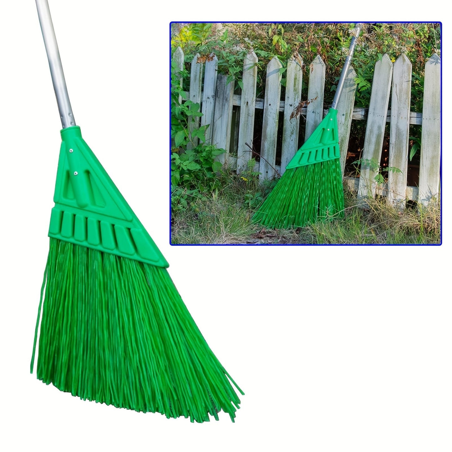 Long-handled outdoor commercial angle broom ideal for courtyards and hard floors.