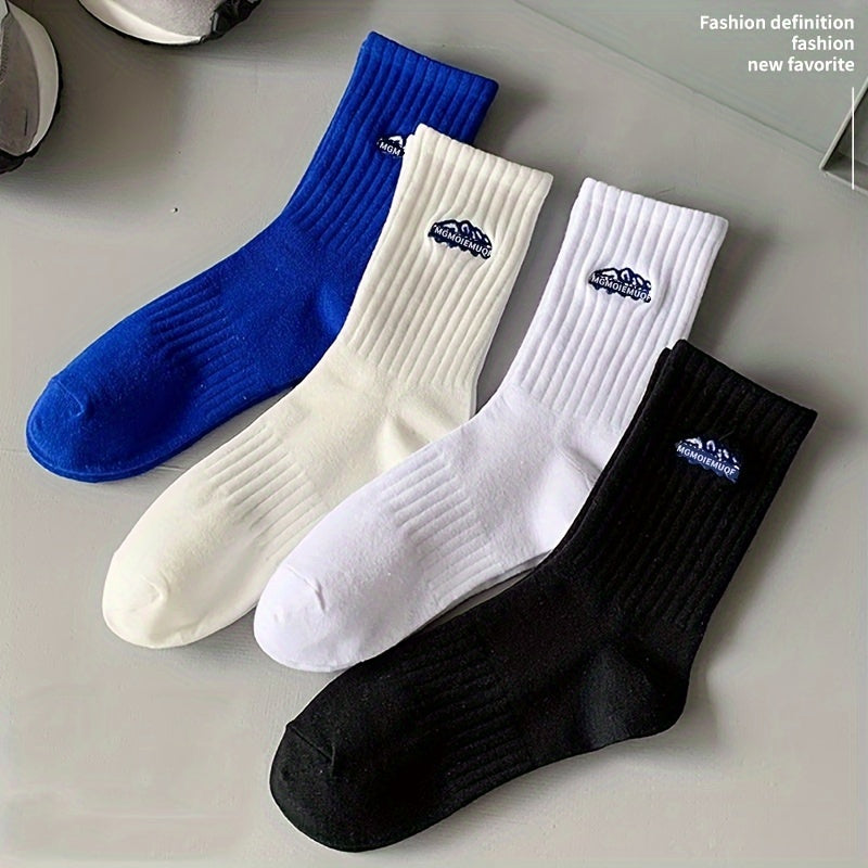 4 pairs of men's casual sports socks, breathable and comfy for spring and summer.