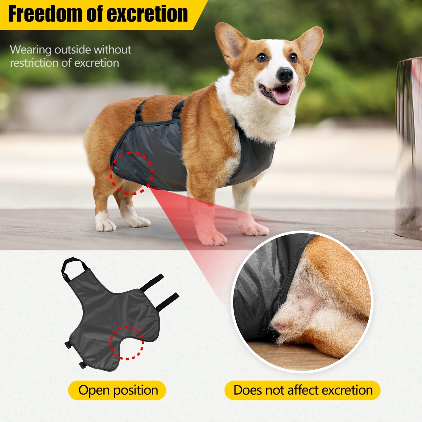 Waterproof and dirt-proof vest for medium to large breed dogs with breathable heat sink and comfortable design.