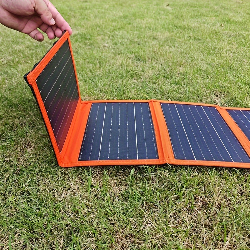 Foldable 25W solar panel charger with high conversion rate, designed for outdoor camping and emergency charging.