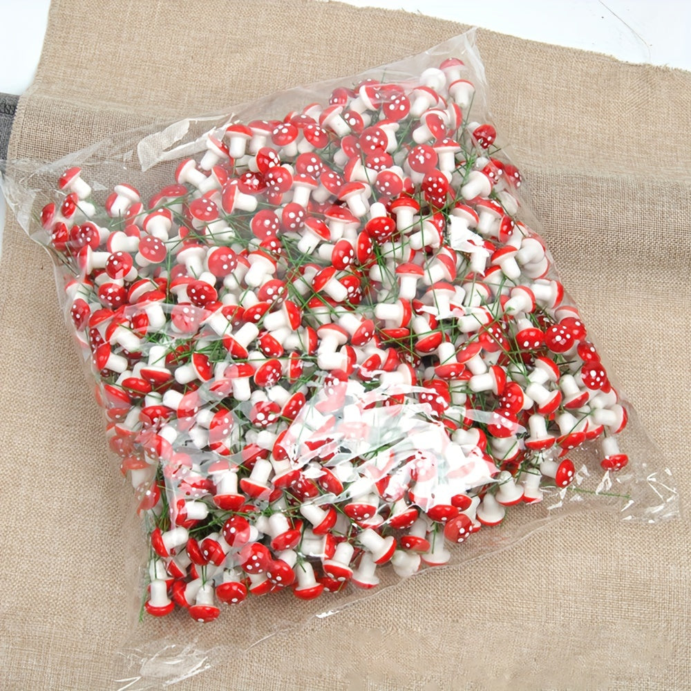 30 artificial plastic red mushrooms for Christmas decorating, miniature fairy gardens, and moss landscape building.