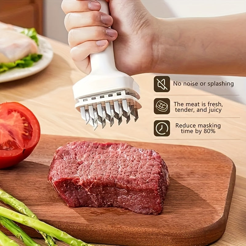 Durable Stainless Steel Meat Tenderizer with 24 Needle Blades - Heavy-Duty Kitchen Tool for Tenderizing Beef, Turkey, Steak, Pork - Essential Cooking Hammer