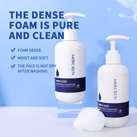 MERCILEN Amino Acid Facial Cleanser 200g - barcha teri turlari uchun mos, parfyumsiz makiyaj tozalovchi, kuzda chuqur po'lat tozalash va namlantirishni ta'minlaydi.