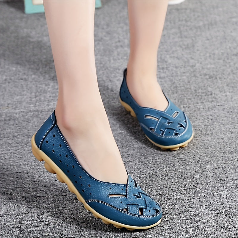 Women's Slip On Flat Shoes with Hollow Out Design, Lightweight and Comfortable