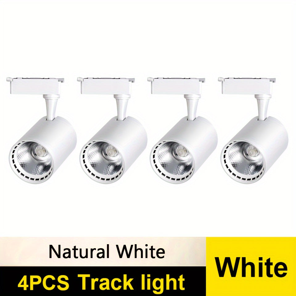 4-piece set of LED track lights in 12W, 20W, 30W, and 40W for store and home use.