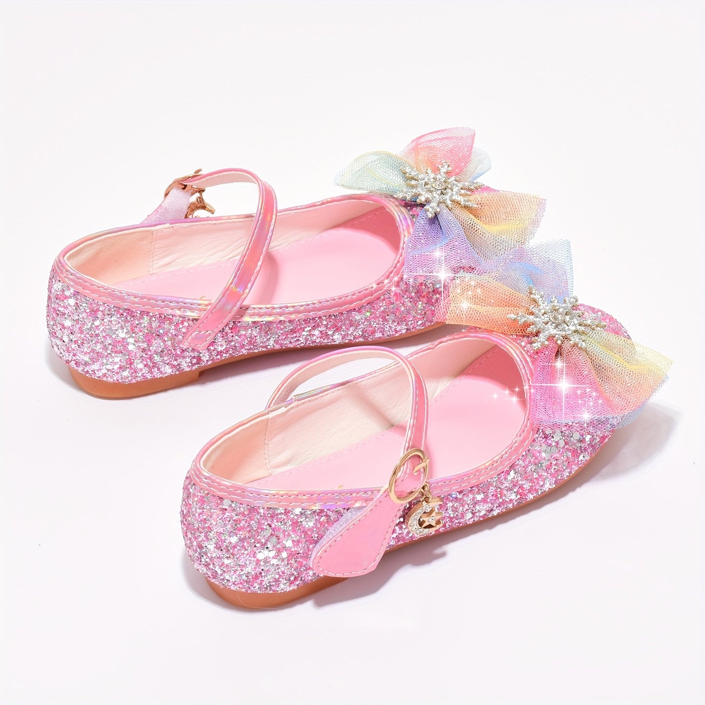 New blue crystal shoes for girls, perfect for little princesses with soft soles.