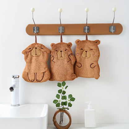 Thick, non-shedding cartoon hand towel that is absorbent and quick-drying.