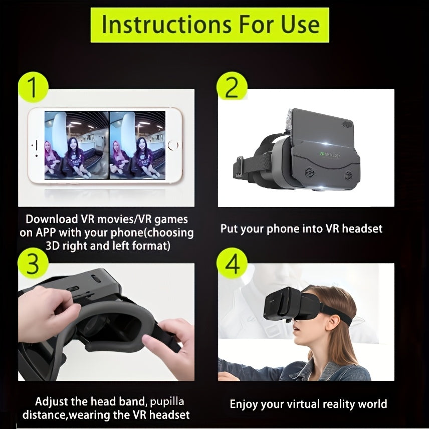 Mobile Virtual Reality 3D Glasses for iPhone & Android smartphones - Premium VR Helmet for Immersive Experience