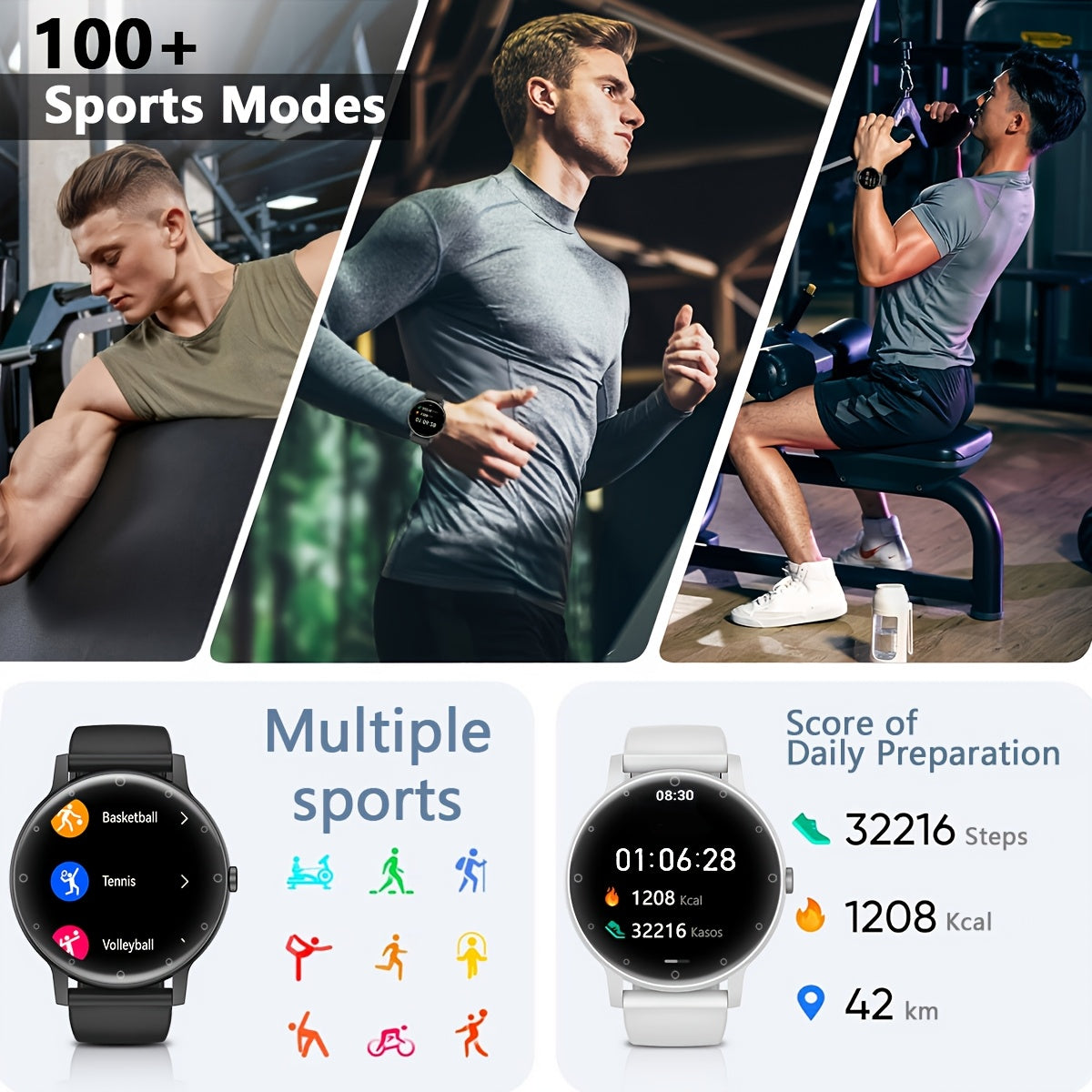 Hailiases Vintage Style Smartwatch is equipped with a Full Touchscreen for easy navigation. It features a Sleep Tracker, Wireless Calling, Pedometer, Music Control, 100+ Exercise Modes, AI Control, and Games. This Fitness Band is compatible with both