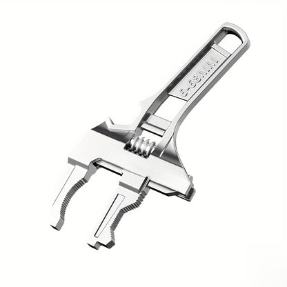 Universal repair bathroom hand tool with large opening adjustable spanner for home repair.