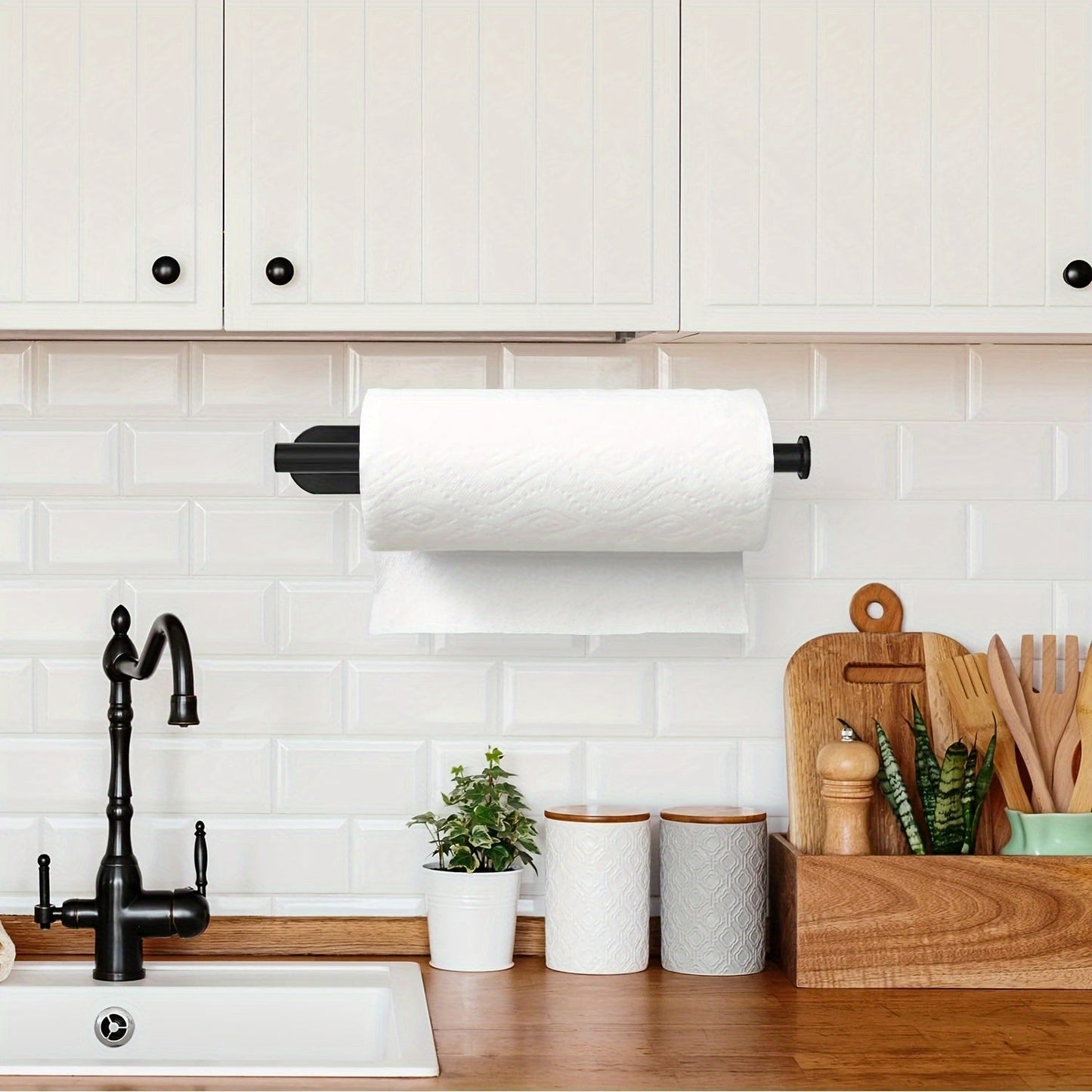 This versatile paper towel holder is made of durable stainless steel and can be easily mounted on the wall in your kitchen or bathroom. It offers the choice of either self-adhesive or drilling installation under your cabinet, providing a convenient