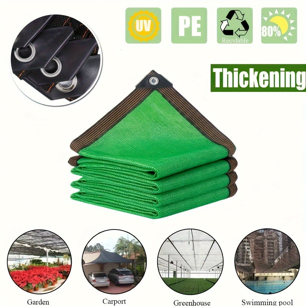 90% UV resistant green mesh tarp with grommets for garden, plant cover, canopy, and camping.