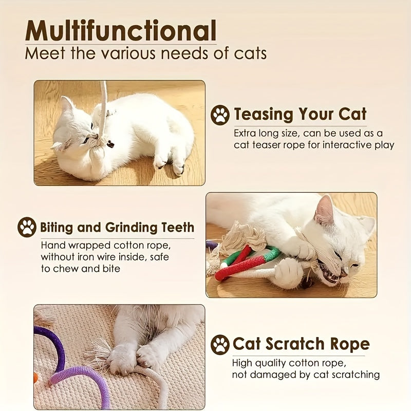 1 piece of durable cat bite rope toy for indoor cats, designed for teeth grinding and oral cleaning.