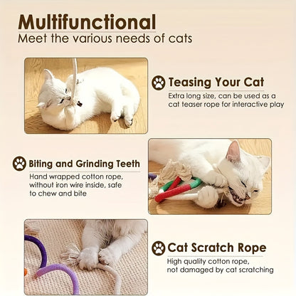 1 piece of durable cat bite rope toy for indoor cats, designed for teeth grinding and oral cleaning.