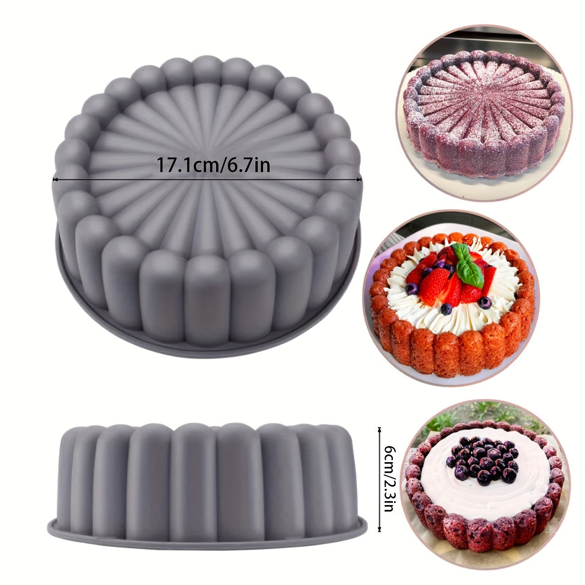 Silicone Round Cake Mold, Non-Stick & Flexible, Perfect for Weddings, Birthdays, and More