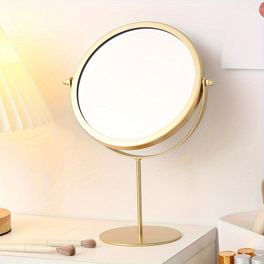 Stylish iron vanity mirror for bedroom with rust-proof finish, no battery required.