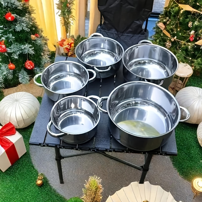 Stainless Steel Cookware Set with Lids - 8 Pieces, Induction Compatible, Soup Pot & Saucepans for Home & Restaurant Use - Perfect for Holiday Gatherings, Durable and Stylish