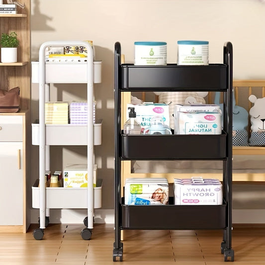 Versatile Rolling Storage Cart with Wheels - Suitable for Bedroom, Kitchen, and Bathroom - Great for Snacks, Cosmetics, and Everyday Essentials - Convenient Rolling Organizer, Easy to Use