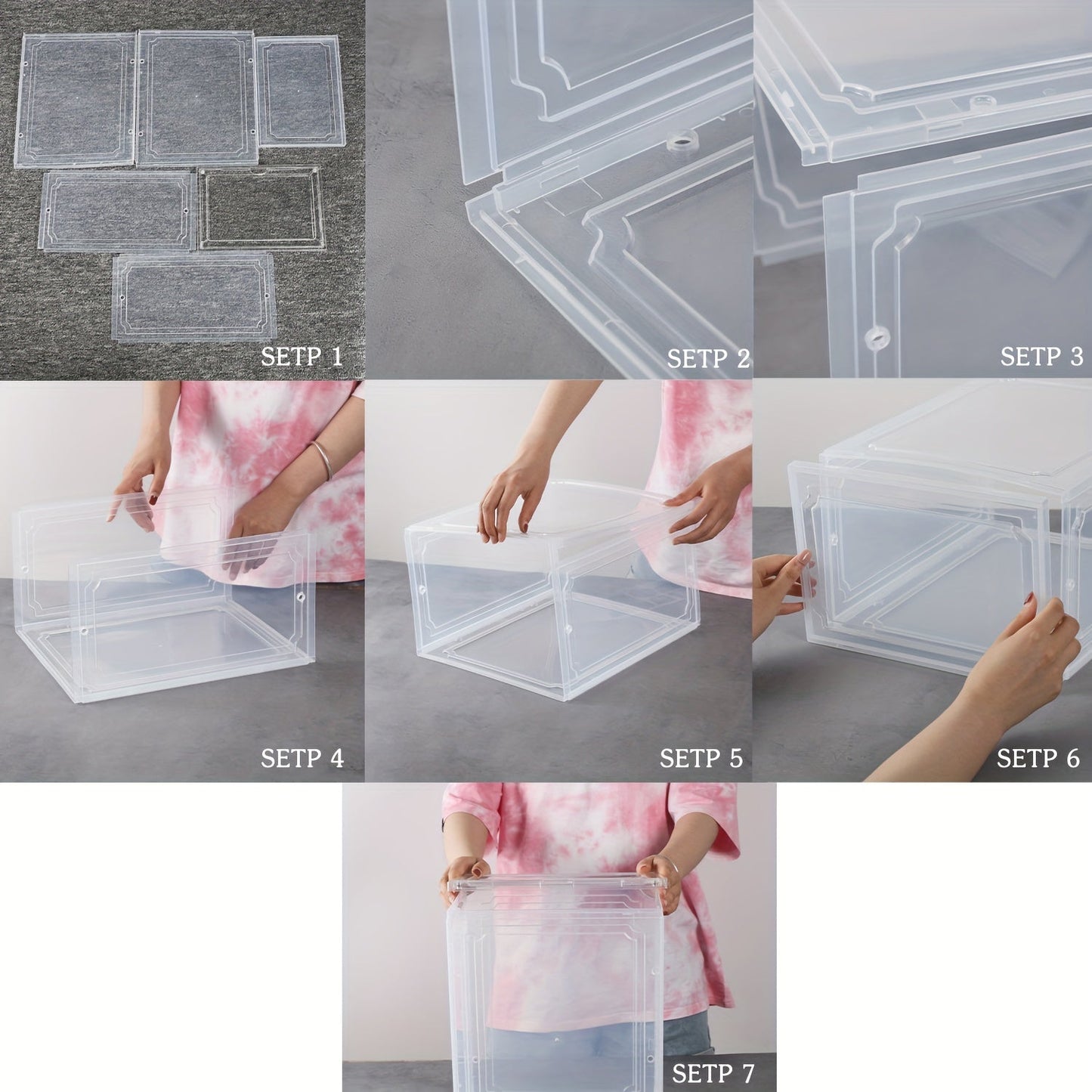 High quality shoe storage and organization for men and women with this transparent, foldable plastic shoes storage box. The magnetic closure keeps your shoes dustproof while the side opening door allows for easy access. Maximize closet space in your