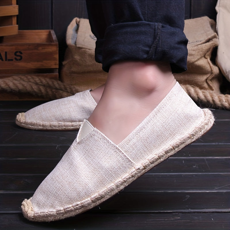 Men's slip-on espadrilles for casual comfort while walking.