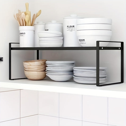 Japanese Kitchen Cabinet Layered Shelf made of carbon steel with multiple storage layers. This multifunctional rack is perfect for keeping kitchen essentials organized, such as seasoning, soup pots, and dishes. It is suitable for both kitchen and study