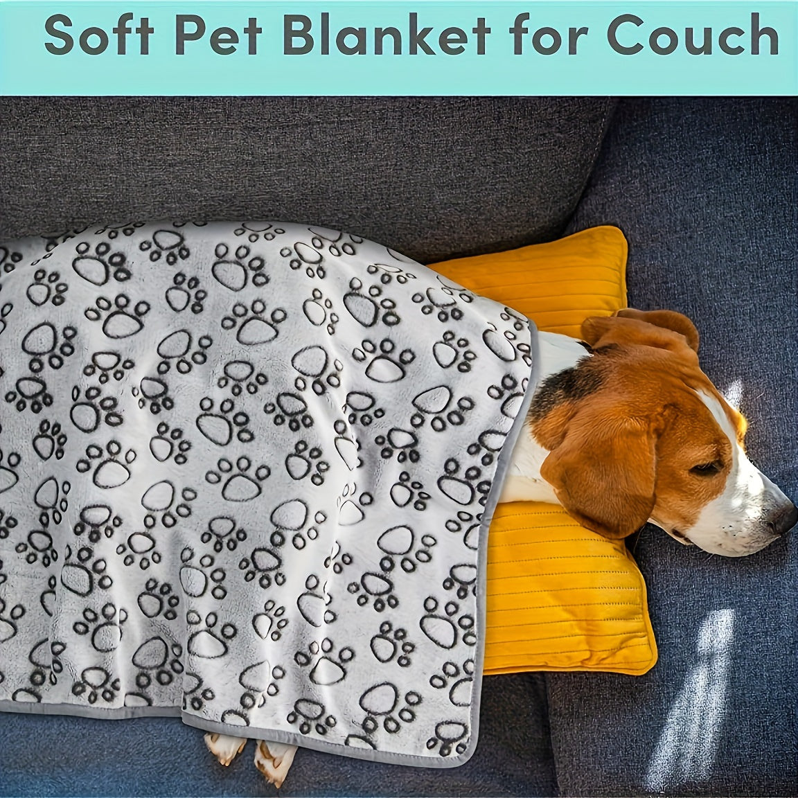 Ultra-soft paw print fleece pet blanket for dogs and cats, cozy, warm, stain-resistant, machine washable. Ideal for small to large breeds with an adorable animal paw design in gray.