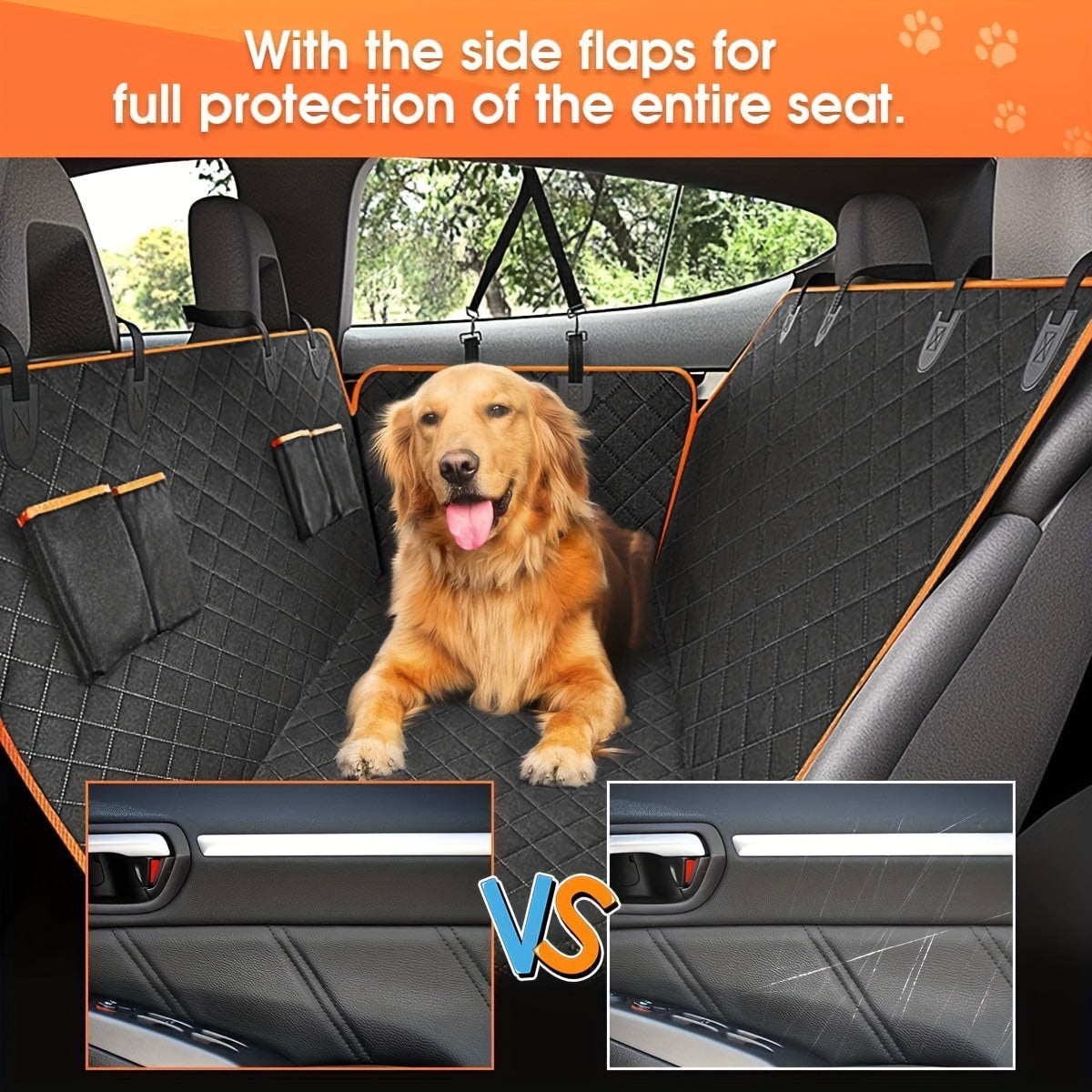 Upgrade your car seats with this waterproof and scratch-resistant dog hammock cover.