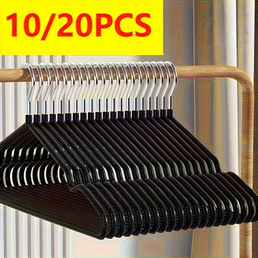 Set of 10 Heavy-Duty Metal Hangers with Shoulder Notches, Spray-Painted Finish, Ideal for Organizing Closets and Wardrobes