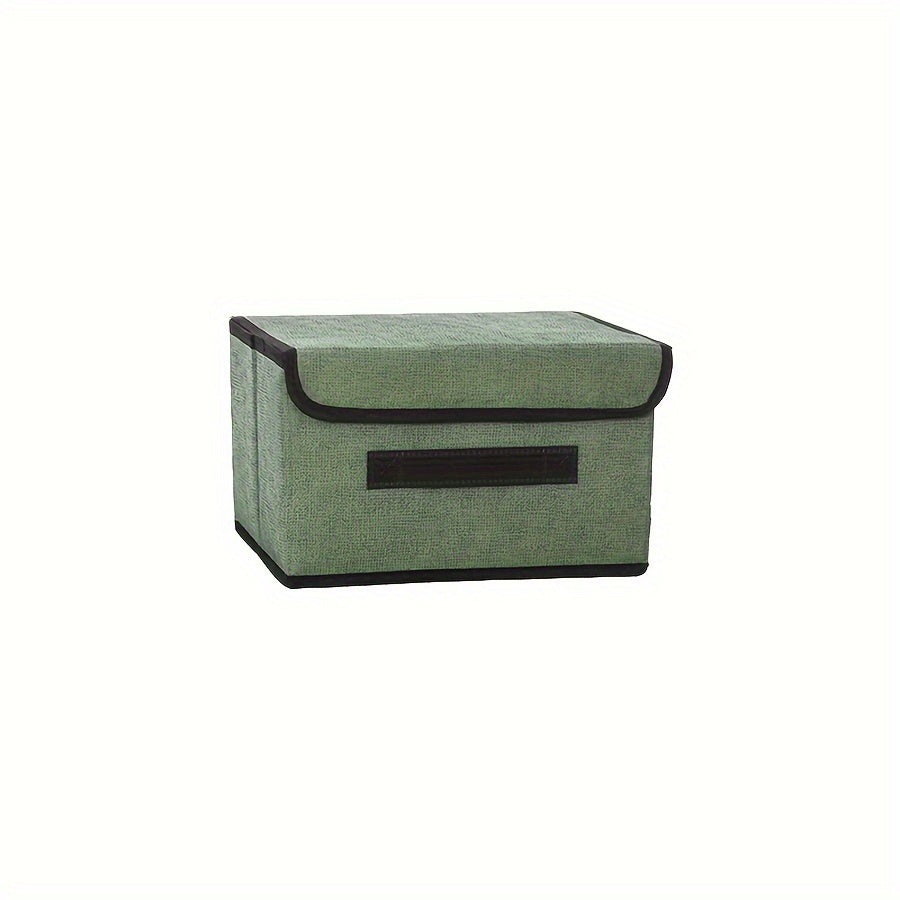 Foldable desktop storage box made from textile non-woven material, ideal for sorting clothes and household items. This two-piece storage box is perfect for keeping your items dust-proof and organized.