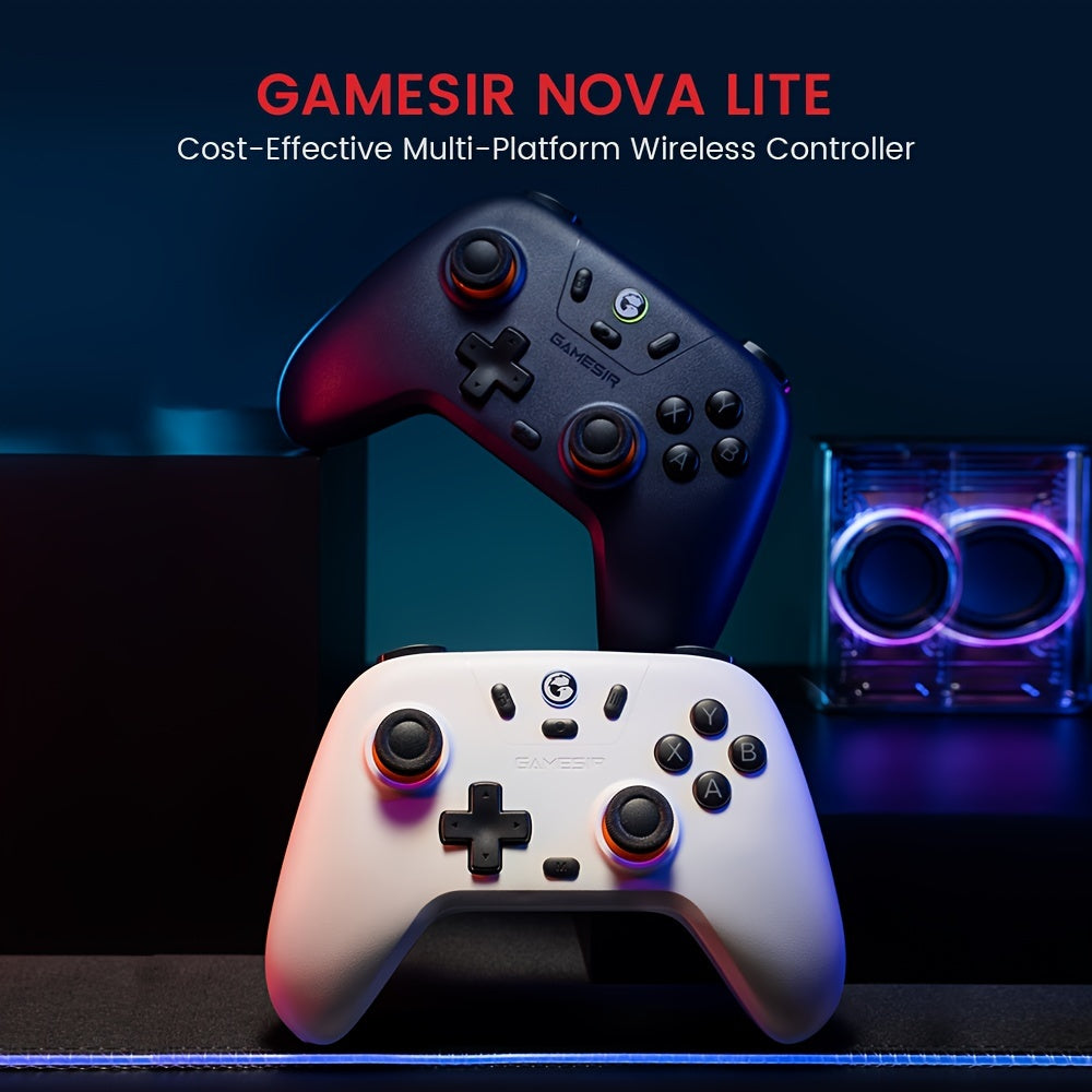 GameSir Nova Lite Wireless Gaming Controller with ergonomic design, compatible with Switch, Android, iOS, PC & Steam games. Features turbo function and hall effect sticks.