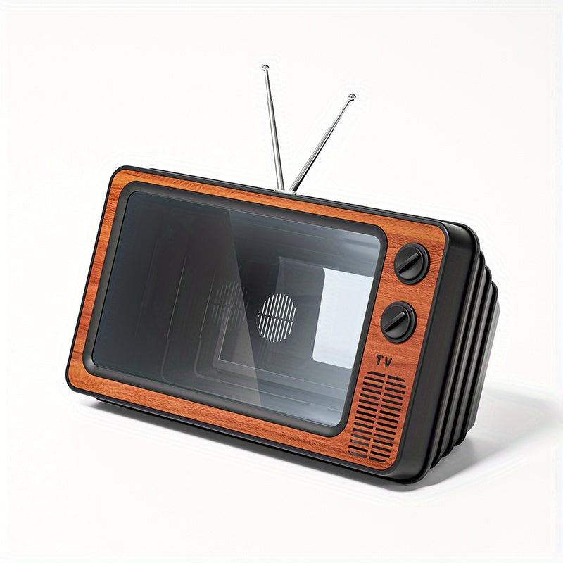 Vintage TV-shaped 30.48 cm phone screen amplifier magnifies 3D movies, videos, and games. Compatible with all smartphones.