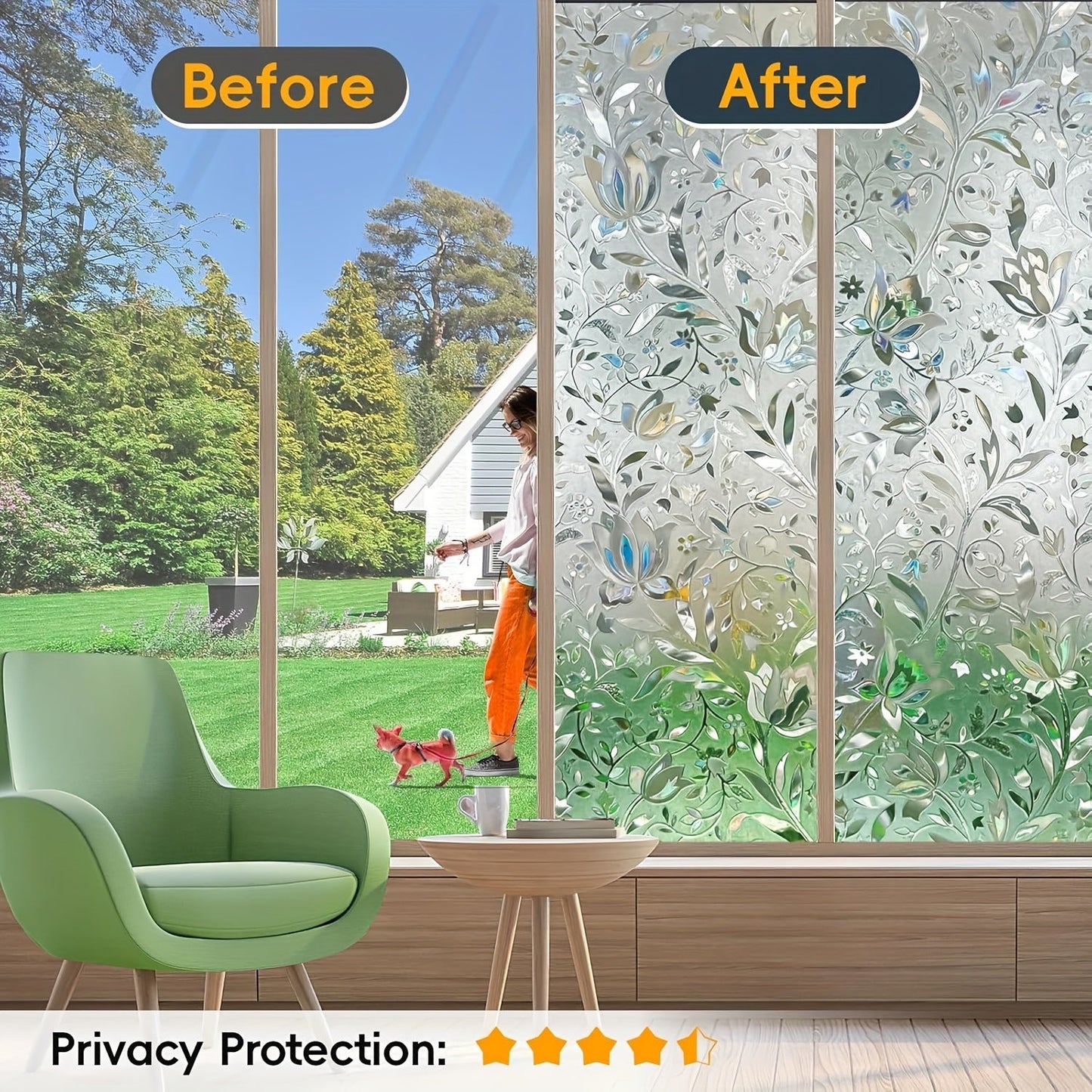 One roll of Tulip Privacy Glass Film, static cling window film ideal for enhancing privacy and decorating both office and home spaces.