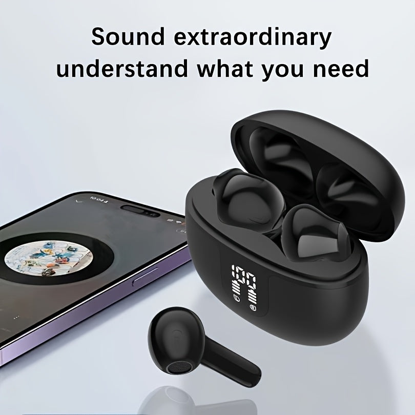 Wireless in-ear headphones with HIFI sound quality, omnidirectional stereo, low latency, automatic connection, high-definition noise reduction, large battery capacity, long battery life