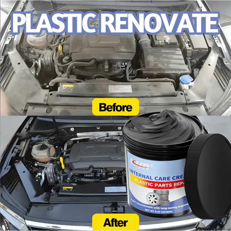 Car detailing repair solution for plastic part refurbishment and tire shine maintenance, providing added luster and anti-aging protection. Suitable for various vehicle types. 5.29 oz (150g)