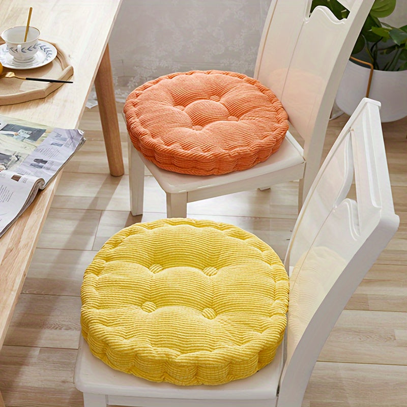 Soft and thick Tatami seat cushion for office, bedroom, and dining chair - round dandelion corduroy cushion for home decor.