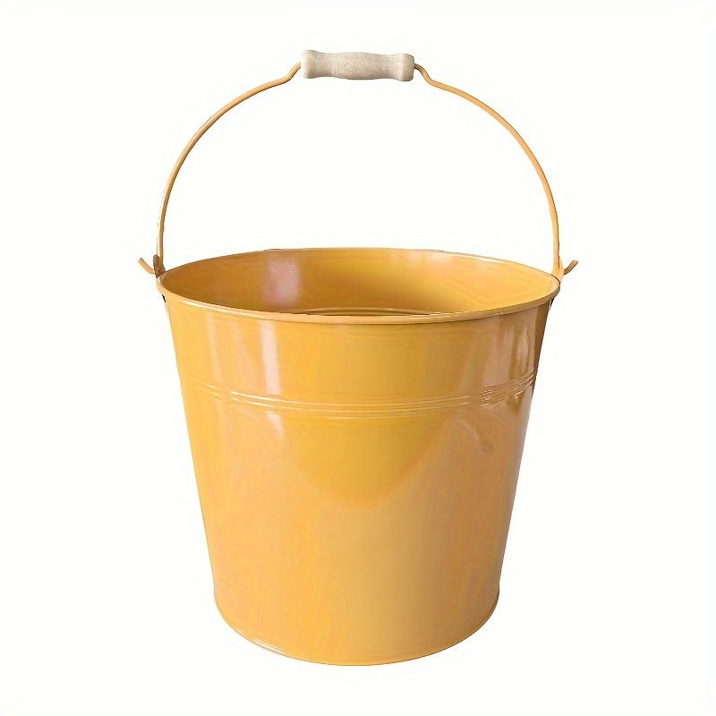 This heavy-duty stainless steel bucket, measuring approximately 25.4 centimeters, is perfect for parties, weddings, crafts, tableware, and table centerpieces. The metal bucket features a galvanized golden finish and a convenient handle for easy carrying.