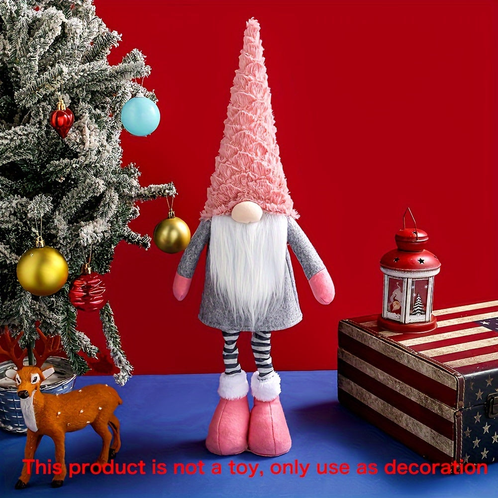 1pc Christmas decorations: Faceless elderly man telescopic plush doll for Christmas parties.