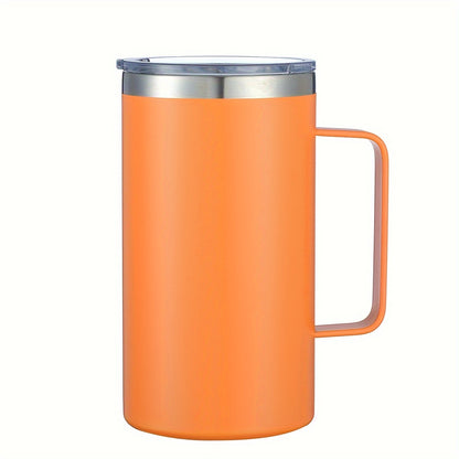 Stainless steel coffee mug, 24oz, vacuum insulated with lid and handle, ideal for all seasons, makes a great gift.