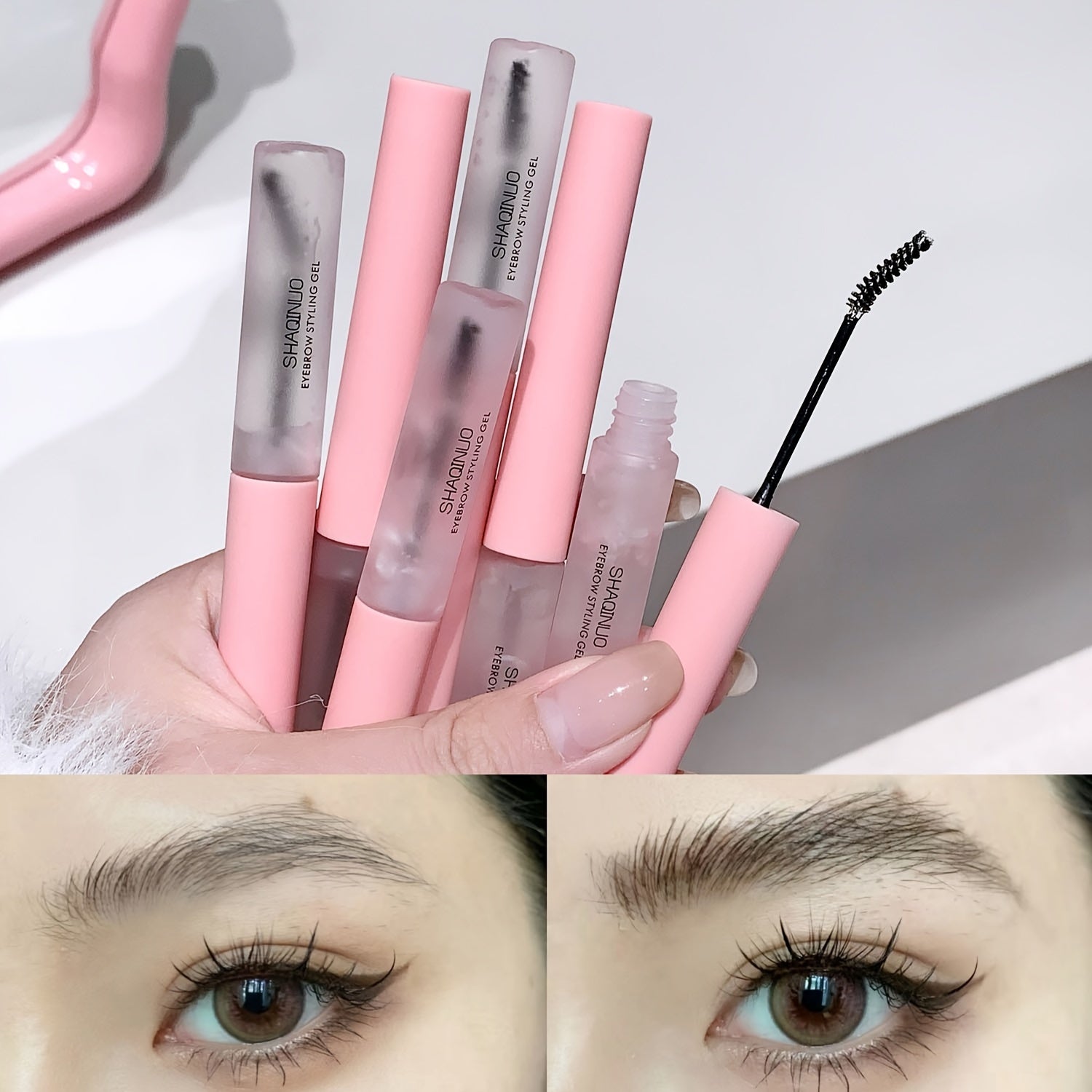 SHAQINUO Eyebrow Setting Gel: Waterproof, Sweatproof, Long-Lasting, Lightweight, Non-Greasy Formula for All Skin Types, Clear Definition, Makeup Detail Enhancement.