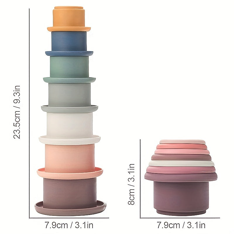 TYRY.HU Baby Stacking Cups: Silicone Building Blocks Shaped Like Hourglasses, Promoting Intellectual Development - The Ideal Gift for Infant Bath & Playtime! Perfect for Christmas, Halloween, and Thanksgiving.