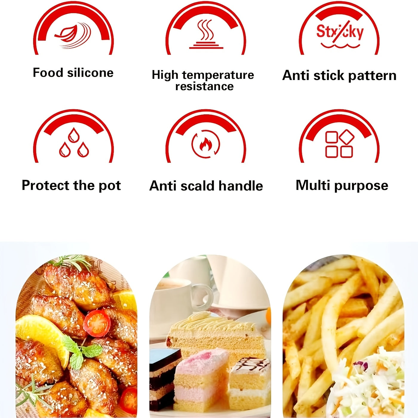 Qayta ishlatiladigan 8 dyuymli silikon havo fritörelari uchun qoplama - yopishqoq emas, tozalash oson, yuqori haroratga chidamli savat mato sog'lom ovqat pishirish uchun