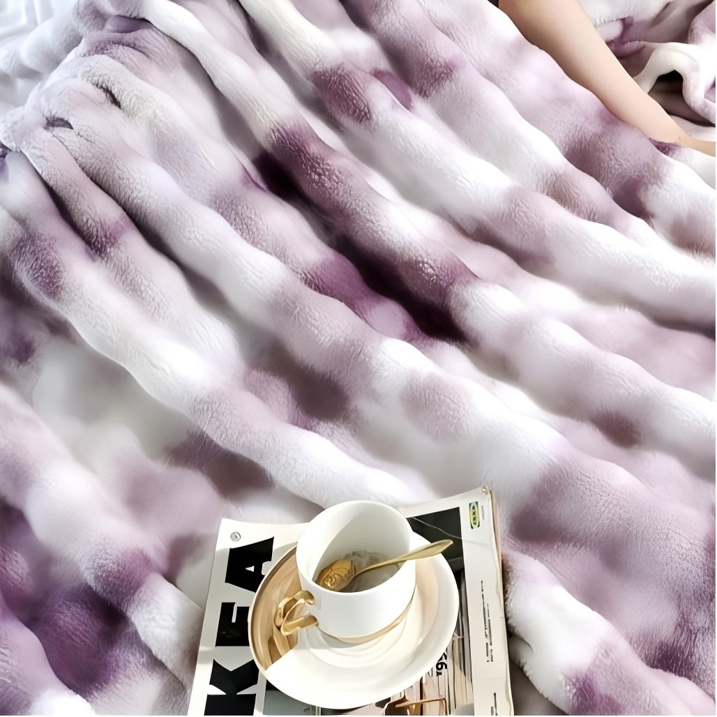 Soft and plush faux fur throw blanket for ultimate luxury and comfort. Perfect for cozying up on the couch or adding a touch of elegance to your bedroom or living room. Machine washable for easy care, suitable for all seasons. Measures 99.06x149.86cm.