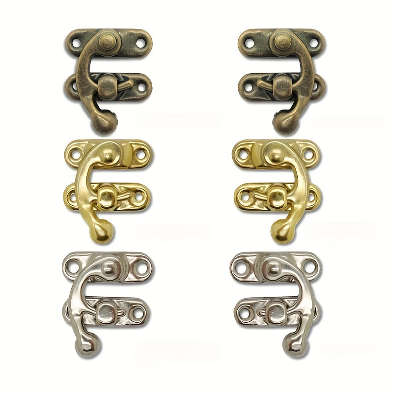 10pcs Antique Bronze Iron Padlock Hasp Hook Locks, 27x32mm with screws included. Ideal for mini jewelry boxes and furniture hardware. Also suitable for decorative or brass finish locks.