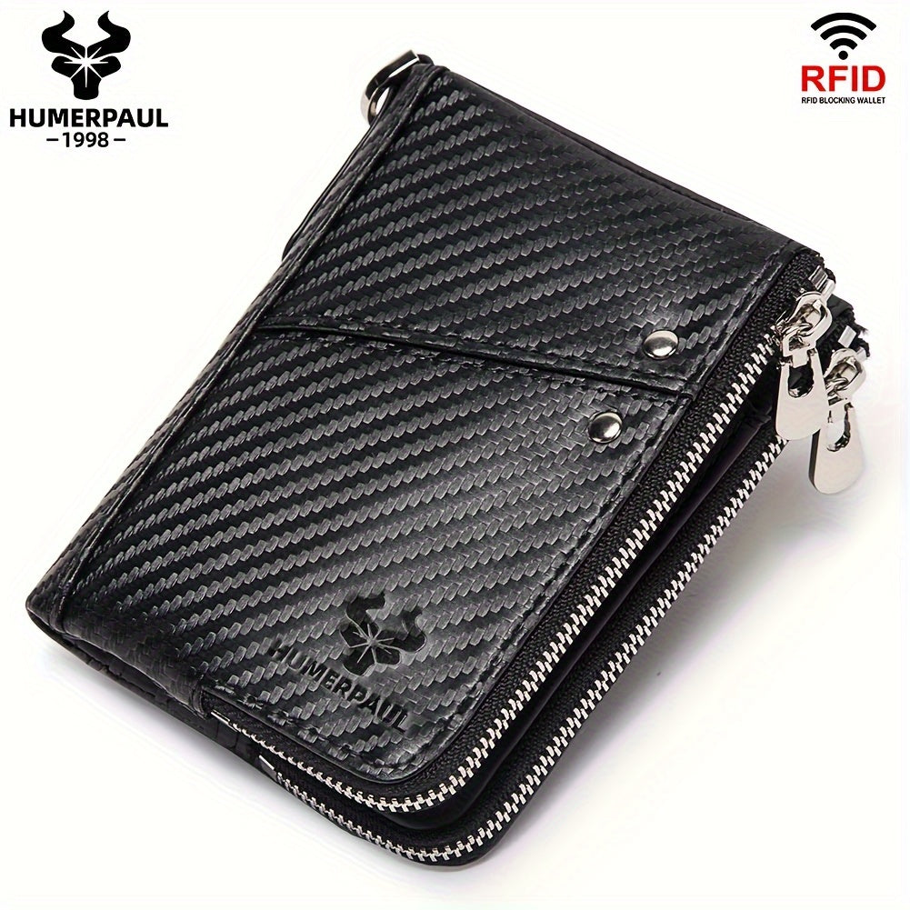 Large capacity multi-function clutch wallet made of genuine leather with zipper pocket and snap closure, suitable for casual style. Dry clean only, no printing, and edge painted.