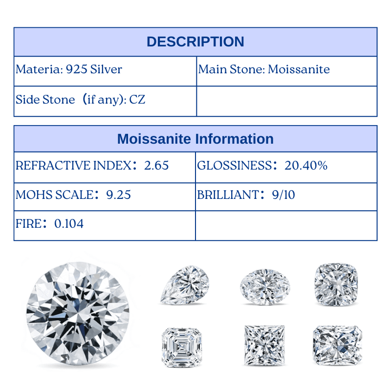 Beautiful 3-piece Moissanite Engagement Ring Set - Featuring a stunning 5ct round cut stone, crafted in S925 sterling silver. Ideal for weddings, anniversaries, Valentine's Day, and makes the perfect gift for Christmas.