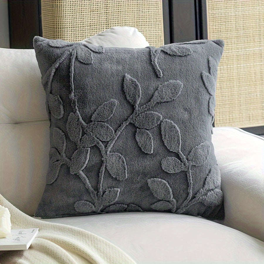 Soft faux rabbit fur throw pillow cover with branch pattern. This zippered cover is hand washable and perfect for adding a luxurious touch to your living room or bedroom decor.