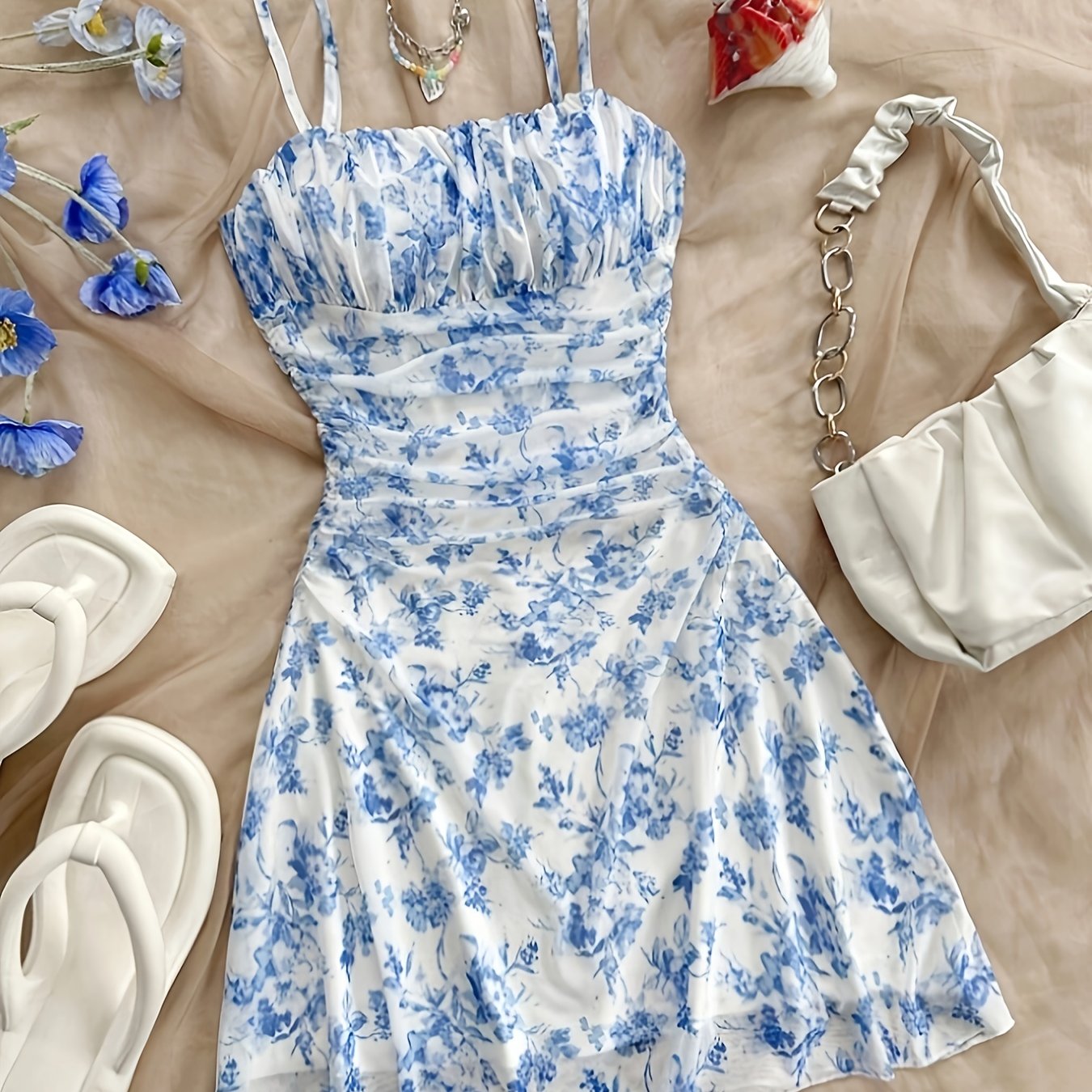 Stylish floral halter dress for women, perfect for any season.