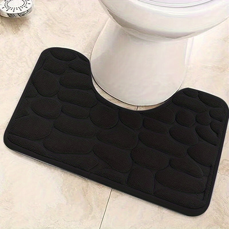 Soft and absorbent memory foam bathroom mat with non-slip backing. Machine washable and quick-drying. Suitable for bathroom, kitchen, laundry, bedroom, and shower.